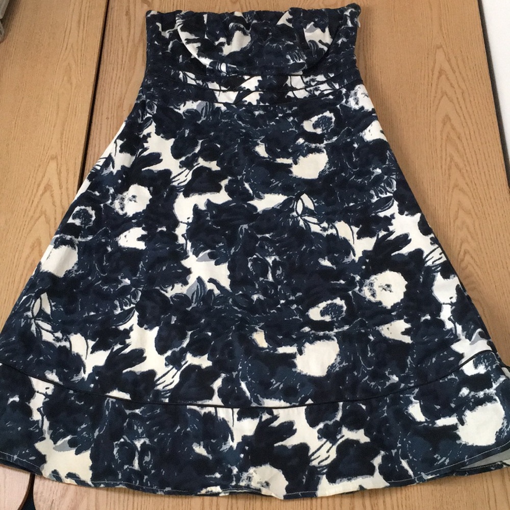 Women’s Romy Lined Strapless Dress Stretchy Soft Comfy Blue White Size Small